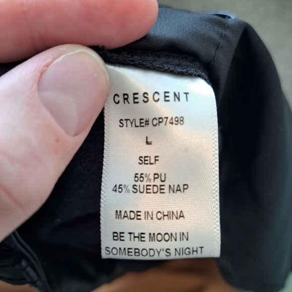 Her Entire Name Says Grace Women Black Bi-Leather Faux & Suede Pants Size Large - Picture 8 of 8